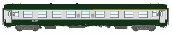 REE Modeles VB-166 - French SNCF Coach Class UIC CAR A4B5ex-A9 garrigue green - Concrete grey, Nouille logo, Corail 